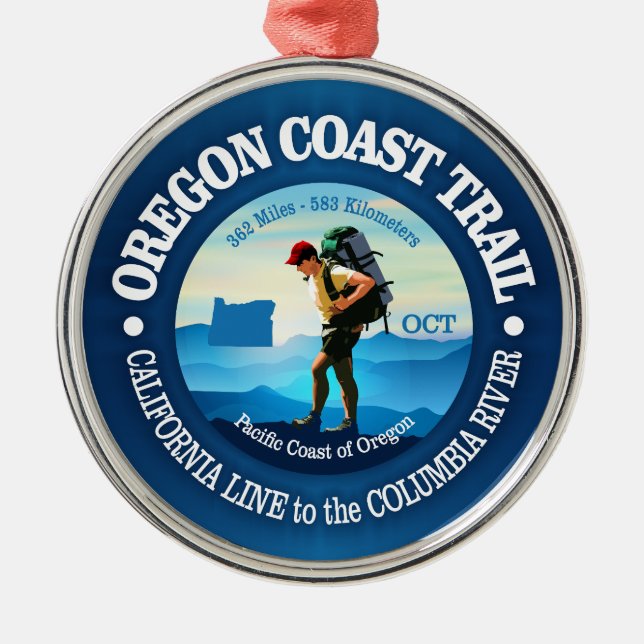 Oregon Coast Trail (C) Metal Tree Decoration (Front)