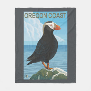 Oregon Coast Tufted Puffin Fleece Blanket