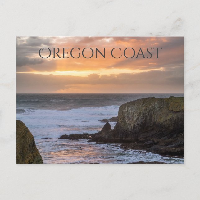 Oregon Coast Yaquina Sunset Ocean Photo Souvenir Postcard (Front)