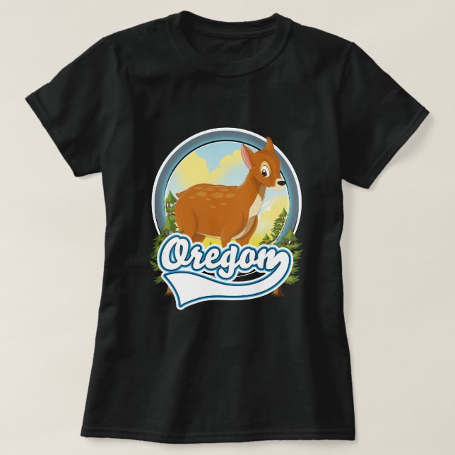 Oregon Deer travel logo T-Shirt (Design Front)