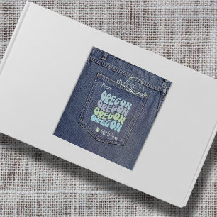 Oregon Dog in Jean Pocket Classic Square Sticker