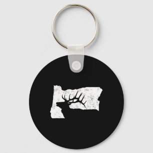 Oregon Elk Hunting Shirt - Bull Elk State Shape Key Ring