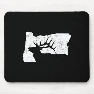 Oregon Elk Hunting Shirt - Bull Elk State Shape  Mouse Pad