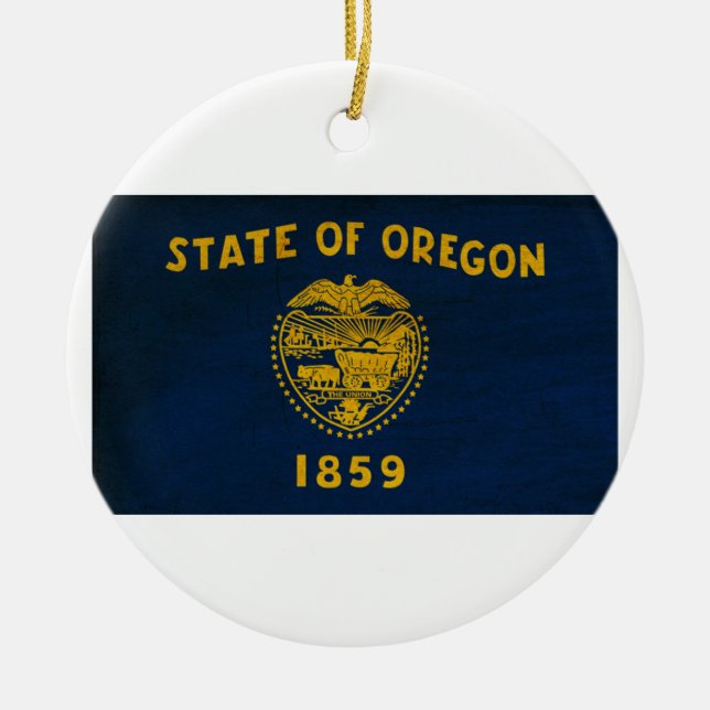 Oregon Flag Ceramic Tree Decoration (Front)