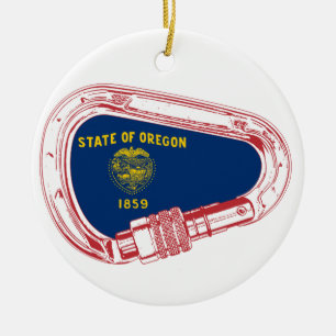 Oregon Flag Climbing Carabiner Ceramic Tree Decoration
