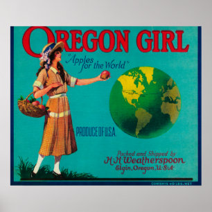 Oregon Girl Apple Crate LabelElgin, OR Poster