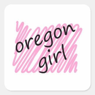 Oregon Girl with Scribbled Oregon Map Square Sticker