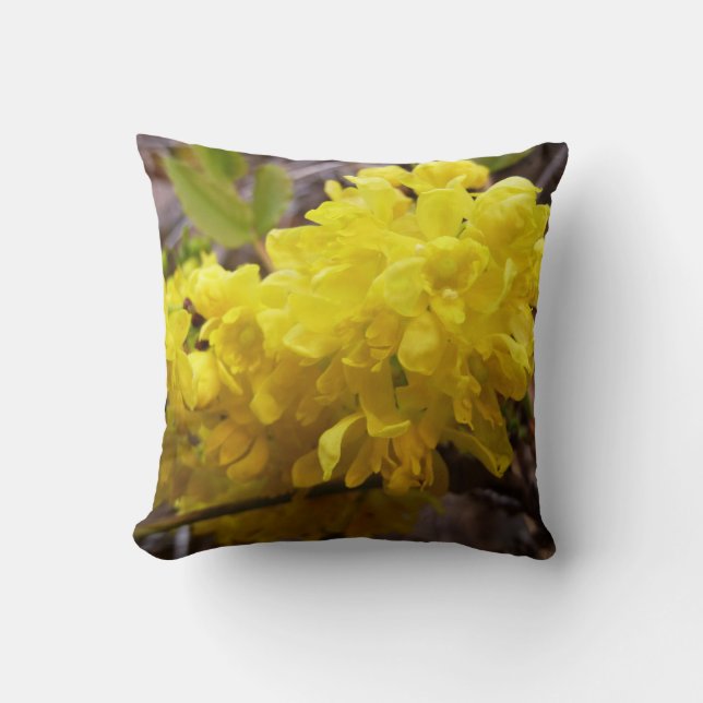 Oregon Grape Flowers Yellow Wildflowers Cushion (Front)