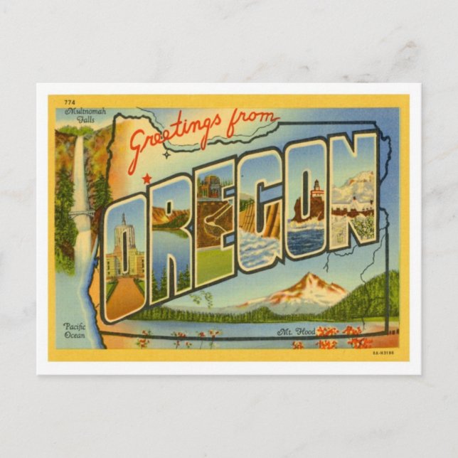 Oregon Greetings From US States Postcard (Front)
