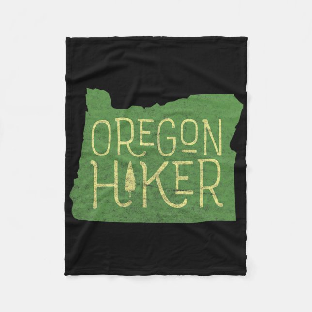 Oregon Hiker Outdoors Clic Retro Hiking Adventure  Fleece Blanket (Front)