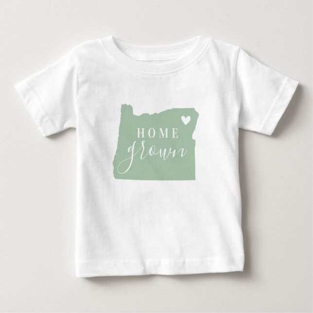 Oregon Home Grown | Editable Colours State Map Baby T-Shirt (Front)