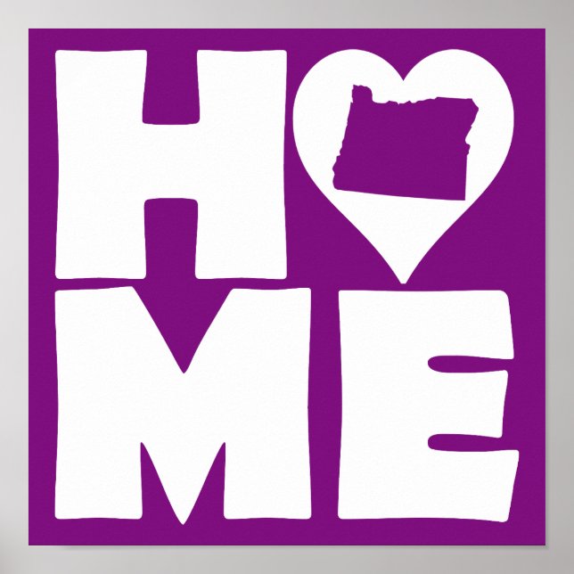 Oregon Home Heart State Poster Sign (Front)
