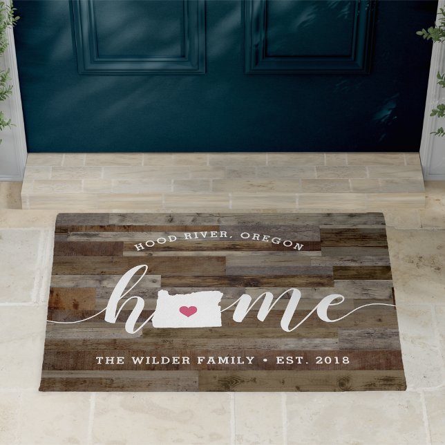 Oregon Home State Personalised Wood Look Doormat (Creator Uploaded)