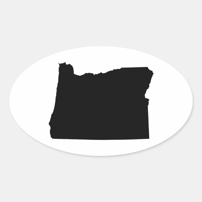 Oregon in Black and White Oval Sticker (Front)