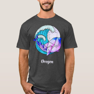 Oregon Japanese Paint Geometric Orca Killer Whale  T-Shirt