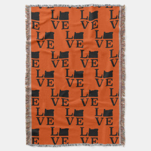 Oregon LOVE Black Throw Blanket