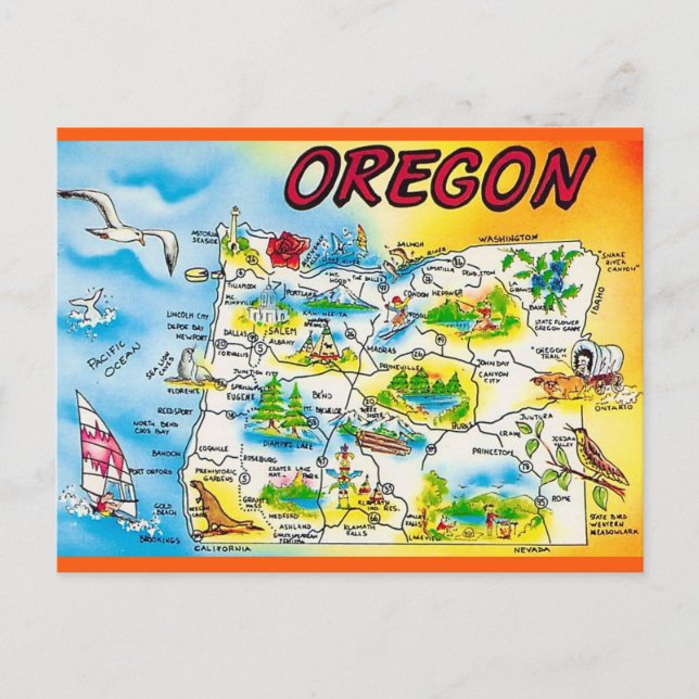 Oregon Map  Postcard (Front)