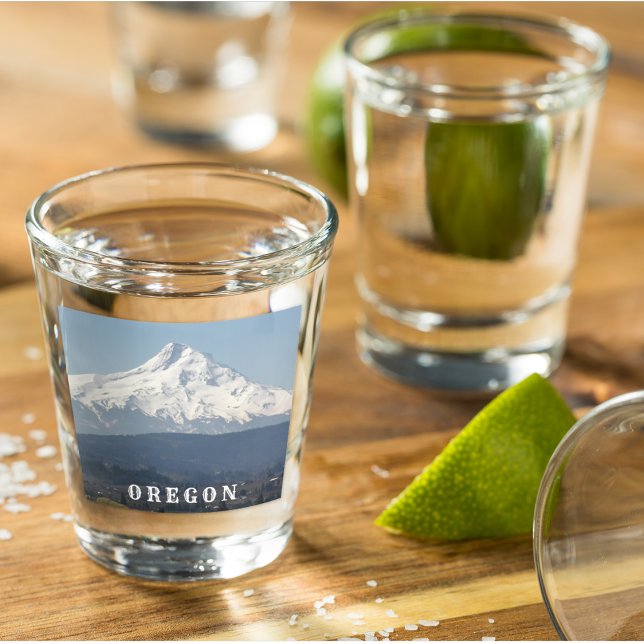 Oregon Mount Hood Landscape Shot Glass (In Situ)