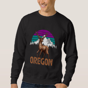 Oregon Mountain Deer Hunter Sunset Vintage Retro H Sweatshirt