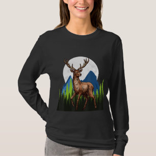 Oregon Mountain Deer Hunter Sunset Vintage Retro H T-Shirt