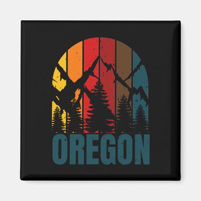Oregon Mountains Retro Vintage Magnet (Front)