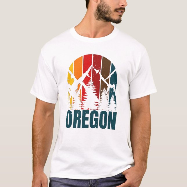 Oregon Mountains Retro Vintage T-Shirt (Front)