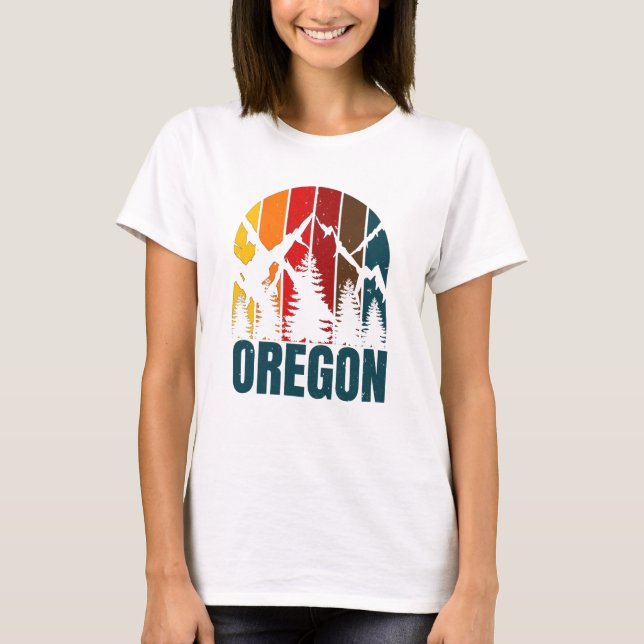 Oregon Mountains Retro Vintage T-Shirt (Front)