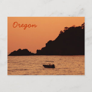 Oregon orange boat at sea postcard