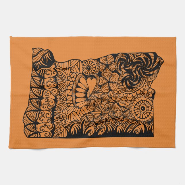 Oregon Orange Dish Towel (Horizontal)