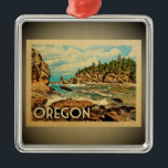 Oregon Ornament Vintage Travel<br><div class="desc">A cool vintage style Oregon ornament featuring a coastal scene with the Pacific ocean and scenic rocky shore of Oregon. Thanks to Loren Kerns's photo as base: www.flickr.com/photos/lorenkerns/4822059747</div>