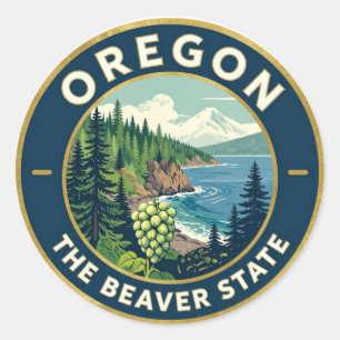 OREGON Pacific Northwest Heritage Emblem Classic Round Sticker