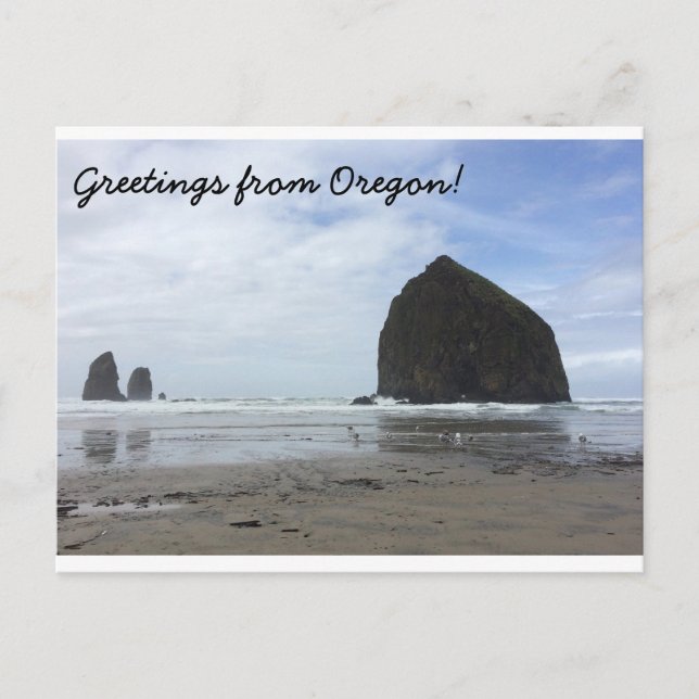 Oregon Postcard: cannon beach and haystack rock Postcard (Front)