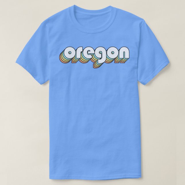 Oregon Retro Rainbow Typography Faded Style T-Shirt (Design Front)