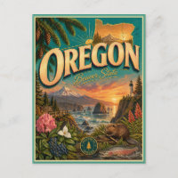 Oregon Retro Travel Souvenir Postcard