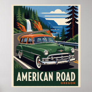 Oregon Road Classic Car Poster