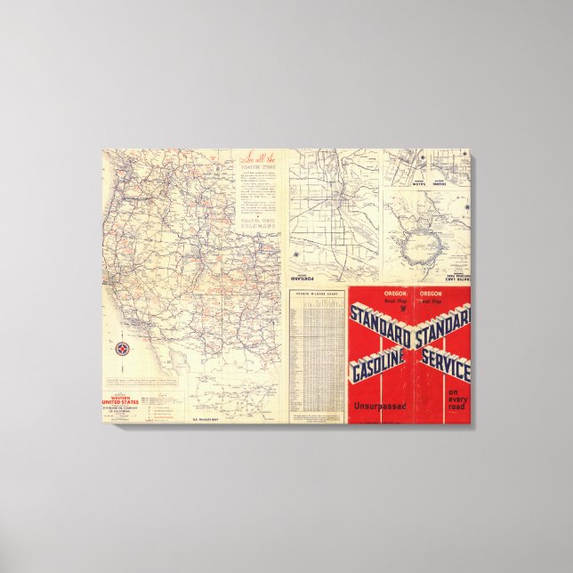 Oregon road map canvas print (Front)