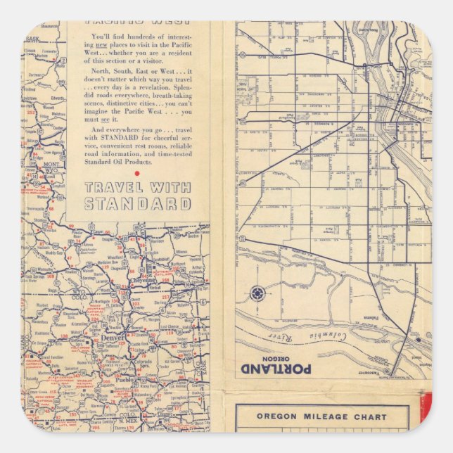Oregon road map square sticker (Front)