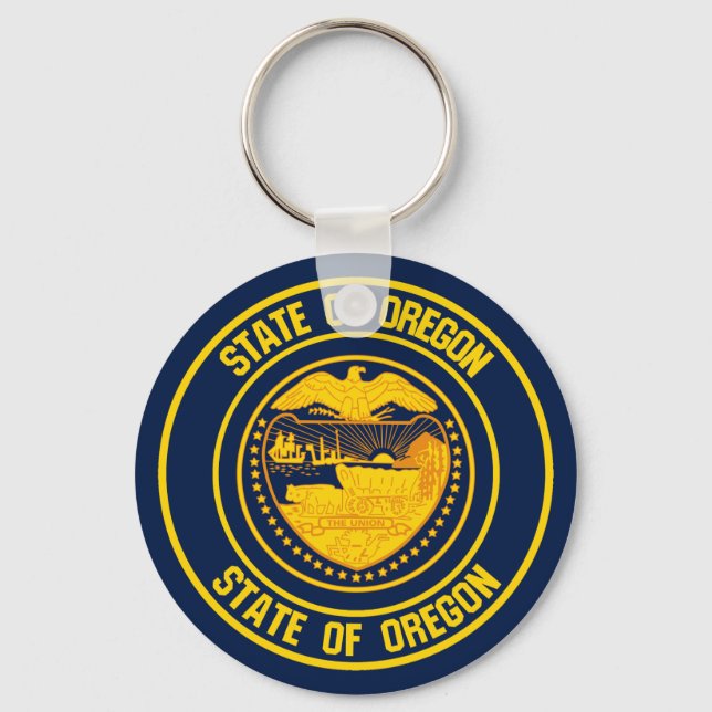 Oregon Round Emblem Key Ring (Front)