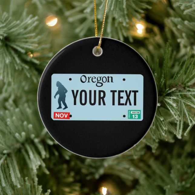 Oregon Sasquatch License Plate Ceramic Tree Decoration (Tree)