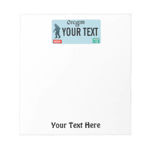 Oregon Sasquatch License Plate Notepad