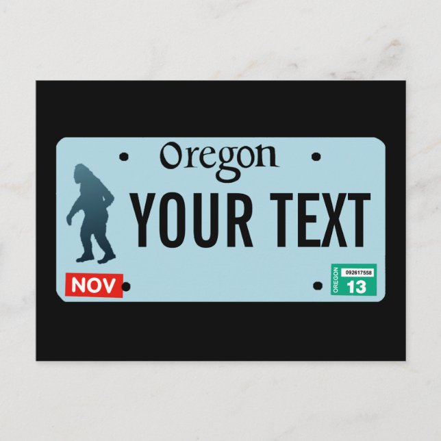 Oregon Sasquatch License Plate Postcard (Front)