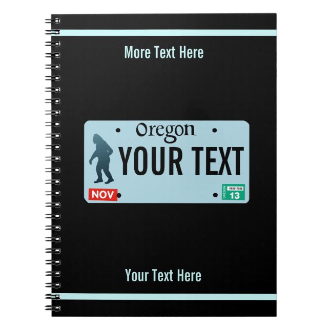 Oregon Sasquatch License Plate Spiral Notebook (Front)