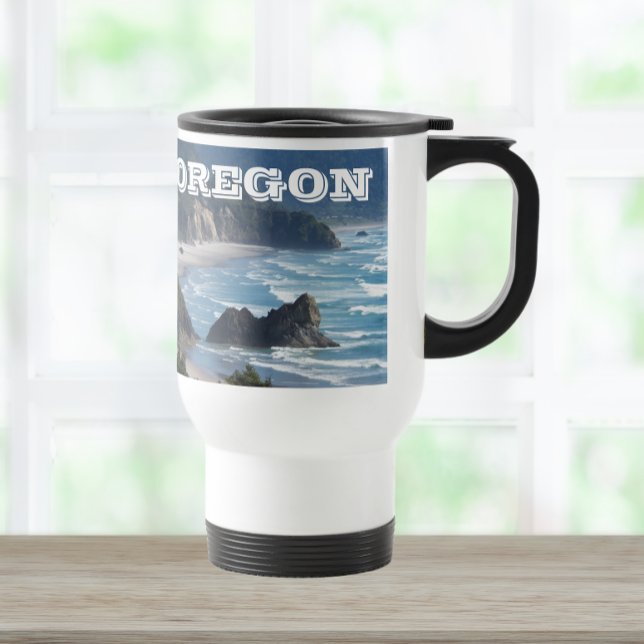 Oregon Scenic Coastline Photo Travel Mug (In Situ)