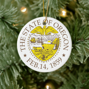Oregon sign ceramic tree decoration