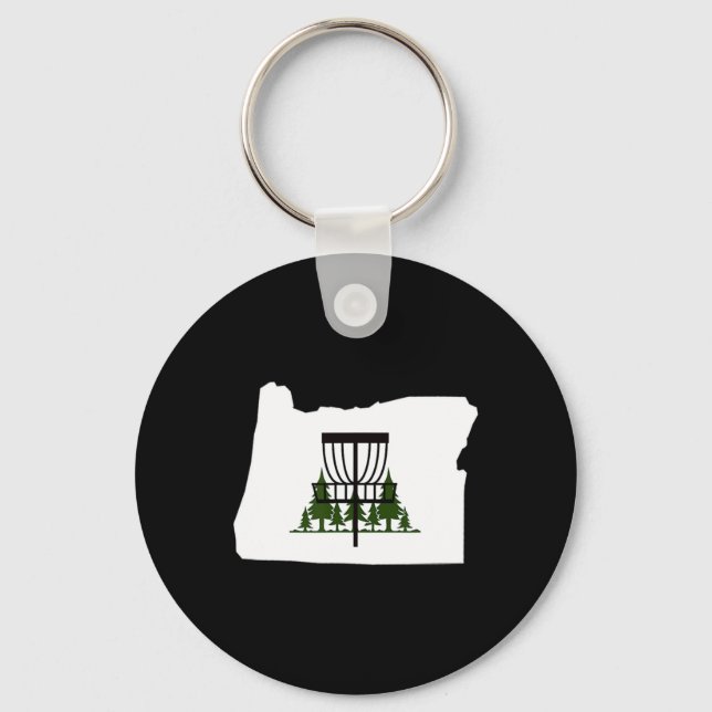 Oregon Silhouette Disc Golf  Key Ring (Front)