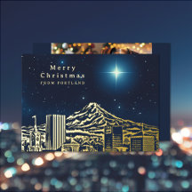 Oregon Skyline Christmas Photo Foil Holiday Card