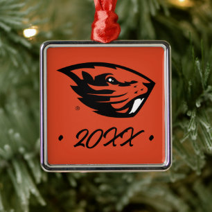 Oregon State Beavers Beaver Head Metal Tree Decoration