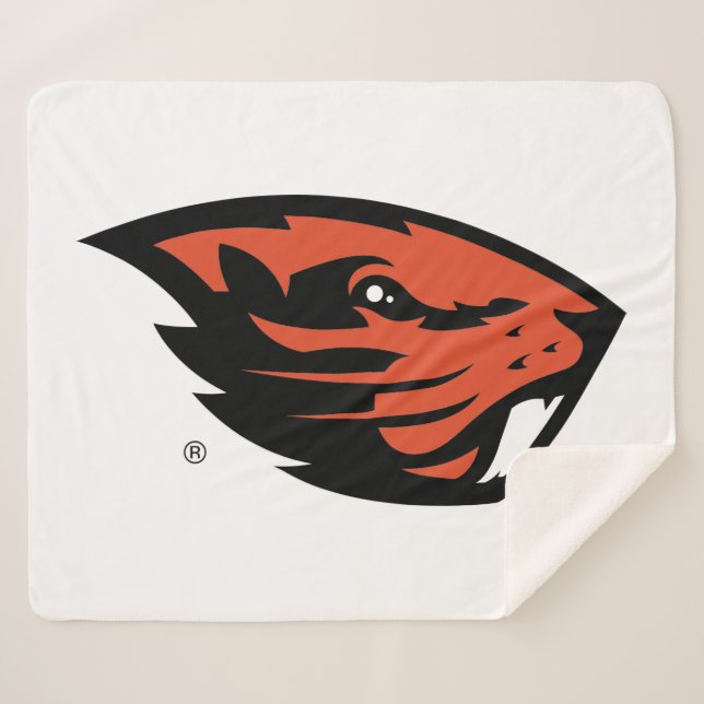 Oregon State Beavers | Beaver Head Sherpa Blanket (Front (Horizontal))