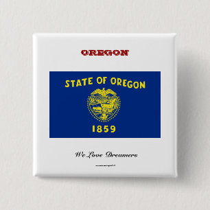 Oregon state flag and slogan 15 cm square badge