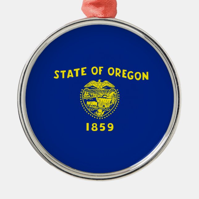 Oregon State Flag Design Metal Tree Decoration (Front)
